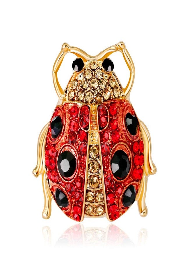 Izpack Ladybug Rhinestone Laple Brooch Pin for Women Girls Crystal Golden Plated Animal Pins Clip Sweater Scarves Hat Suit Dress Backpack Badge Brooches Cute Jewelry Gifts Birthday - Image 1